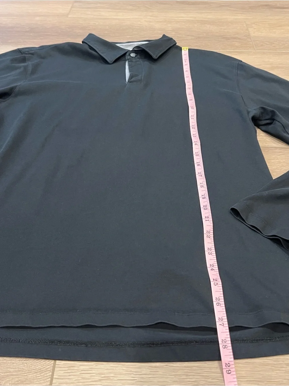 Banana Republic Black Long-Sleeve Polo Pima Cotton
